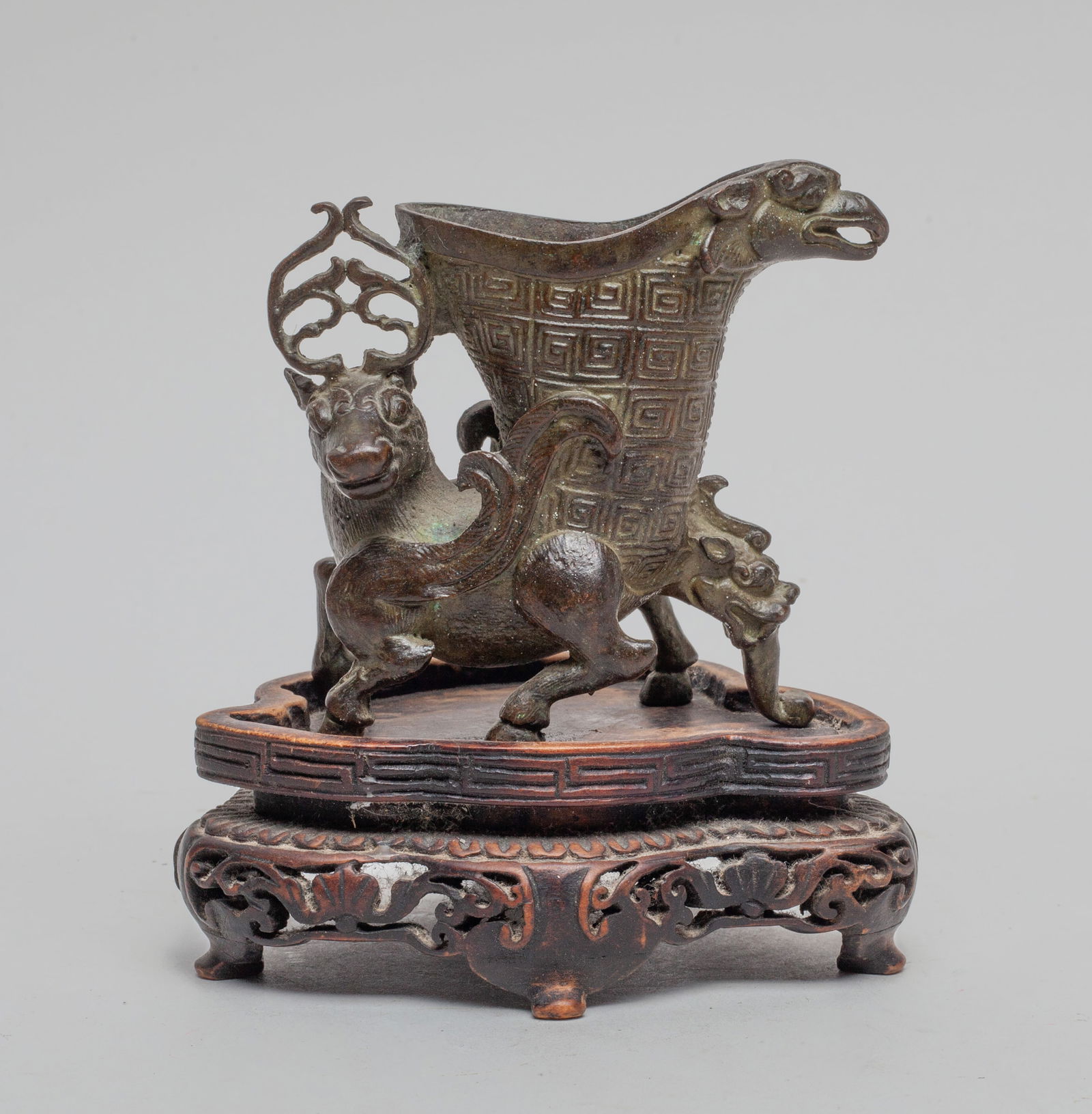 Chinese Bronze Sculpture w/ Stand (1 of 13)