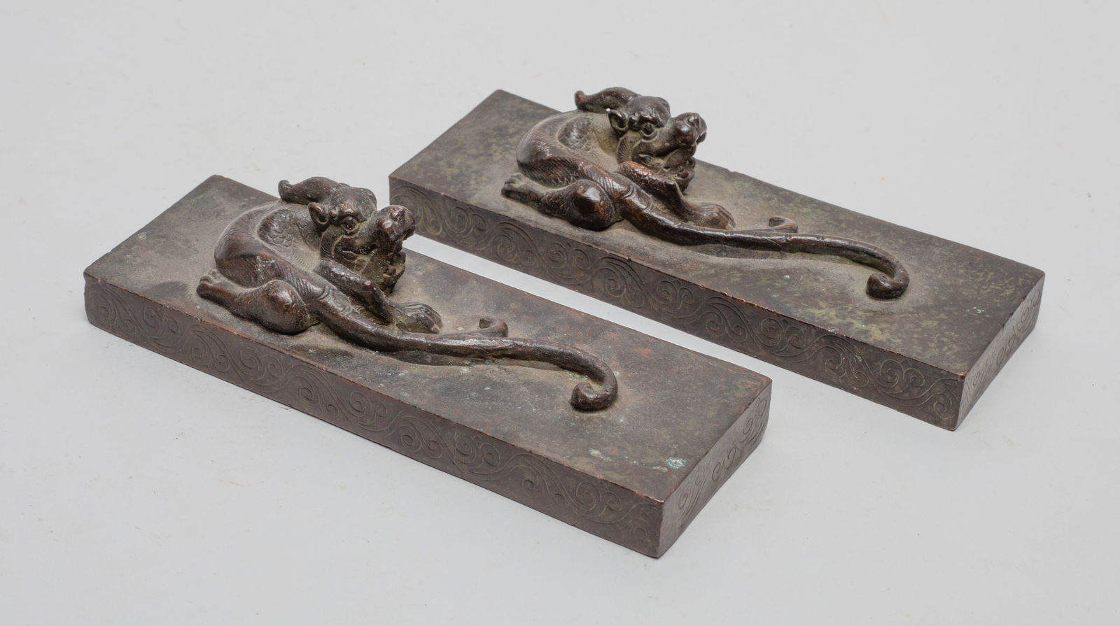 Two Chinese Bronze Paper Weights (1 of 9)