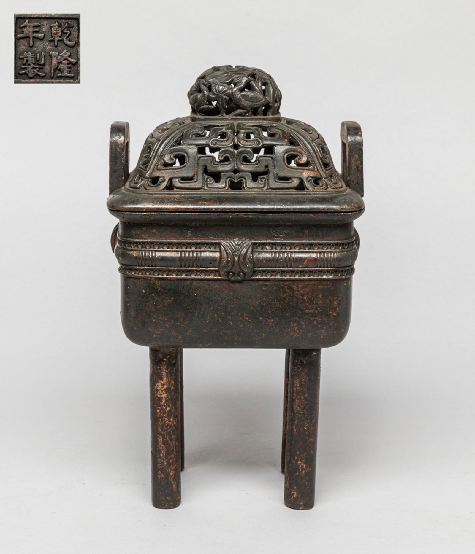 Chinese Tall Bronze Covered Censer (1 of 11)