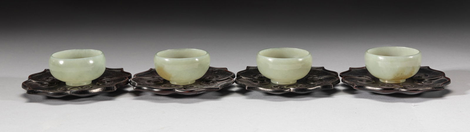 Chinese Jade Cups w/ Wood Saucers (1 of 10)