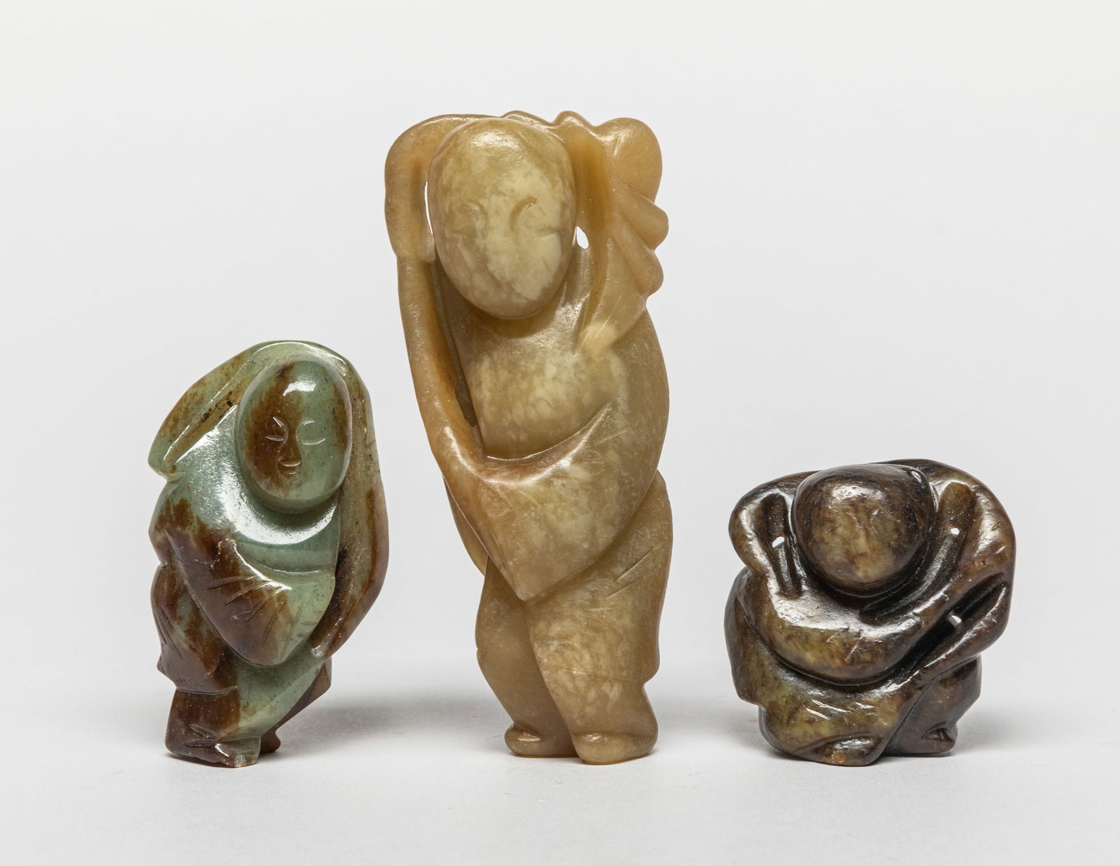 Three Chinese Jade/ Stone Carved Figures (1 of 13)