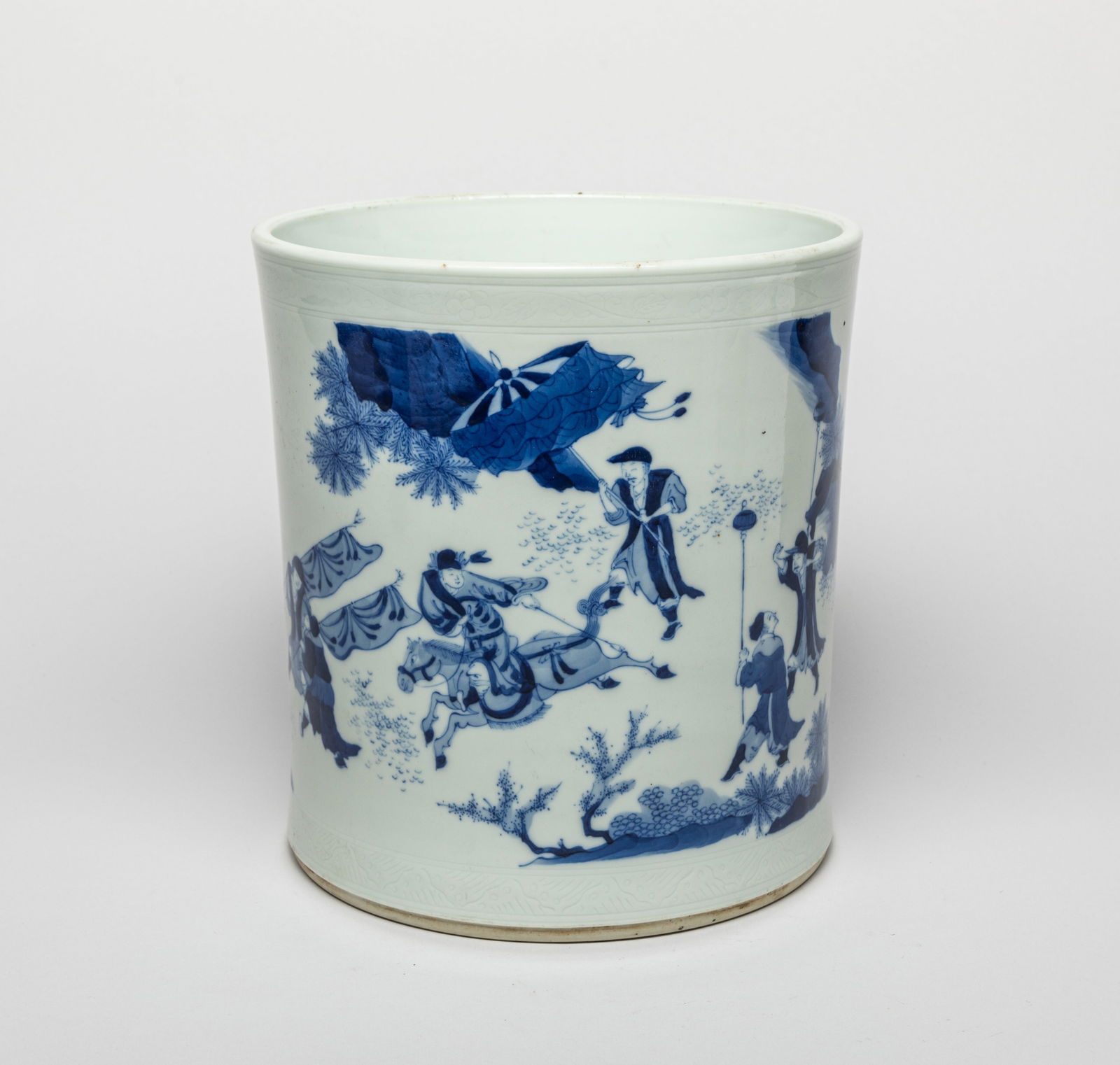 Large Chinese Blue & White Porcelain Brush Pot (1 of 12)