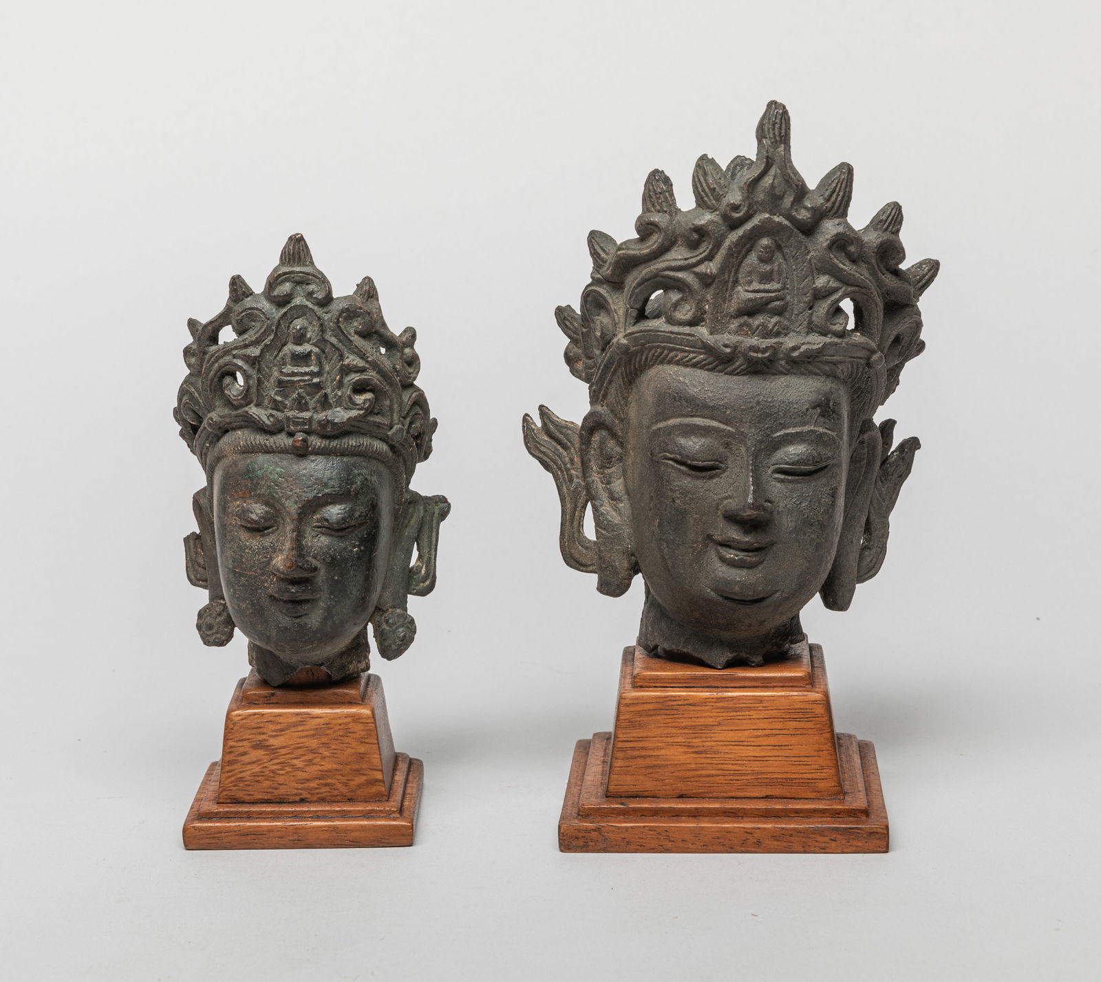 Two Chinese Metal Buddha Head Sculptures (1 of 12)