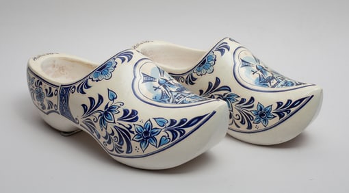 Two Large Holland Wood Wall Hanging Shoes