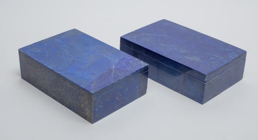 Two Large Asian Lapis Jewelry Boxes