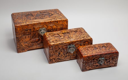 Set Chinese Camphor Wood Boxes