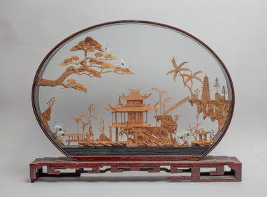 Large Chinese Wood Table Sculpture
