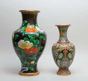 Two Chinese Export Cloisonne Vases