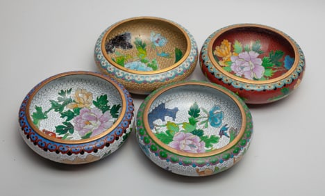 Four Large Chinese Cloisonne Washers
