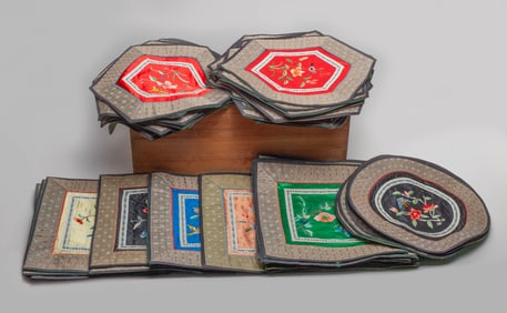 Estate Large Set Chinese Silk Pieces