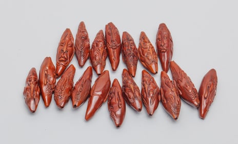 Chinese Nuts Carved Long Beads of Luohan