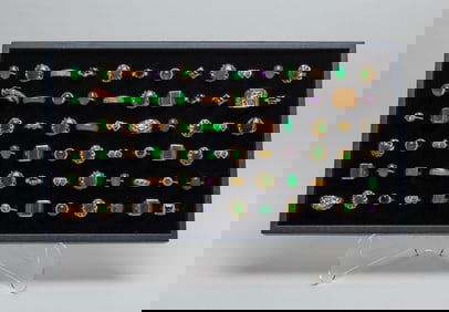 Chinese Spinach Jade, Amethyst, Green Stone Rings