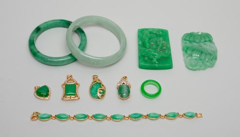 Estate Chinese Jewelry of Bangles & Pendants