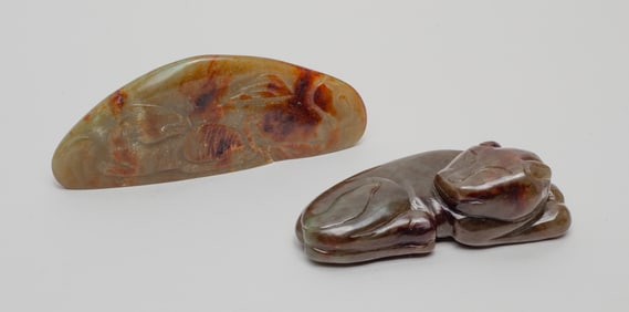 Two Chinese Ming Type Jade Beast