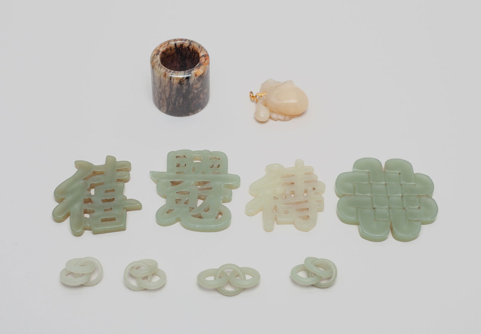 Estate Chinese Jade Thumb Ring & Pendants (1 of 11)
