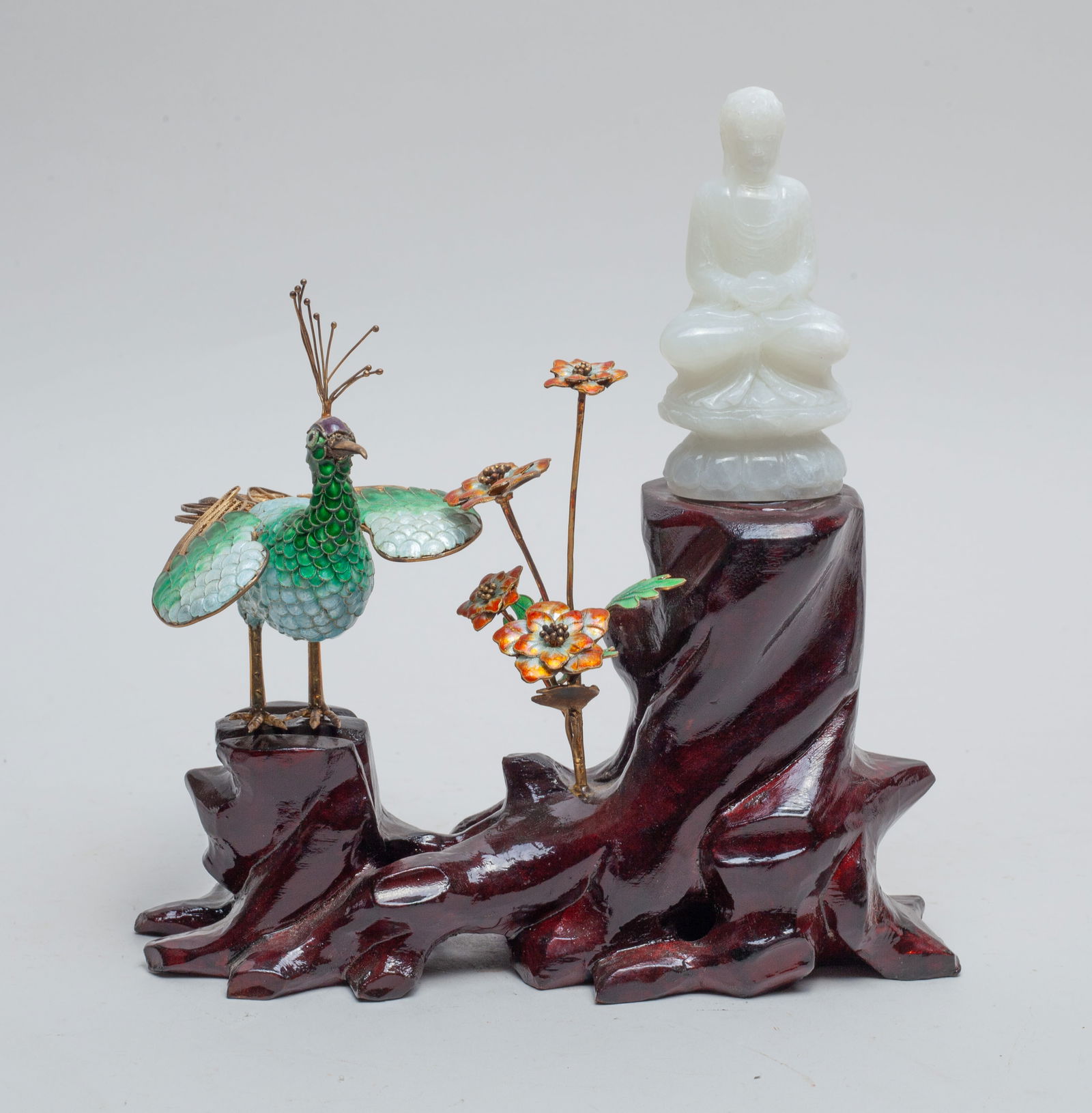Chinese Jade Buddha & Silver Bird (1 of 10)