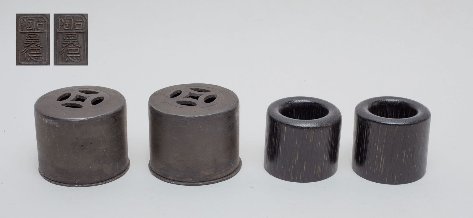 Two Chinese Thumb Rings w/ Pewter Boxes (1 of 9)