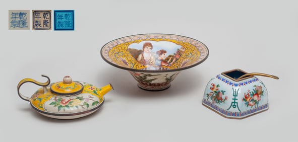 Estate Chinese Enameled on Copper Pieces