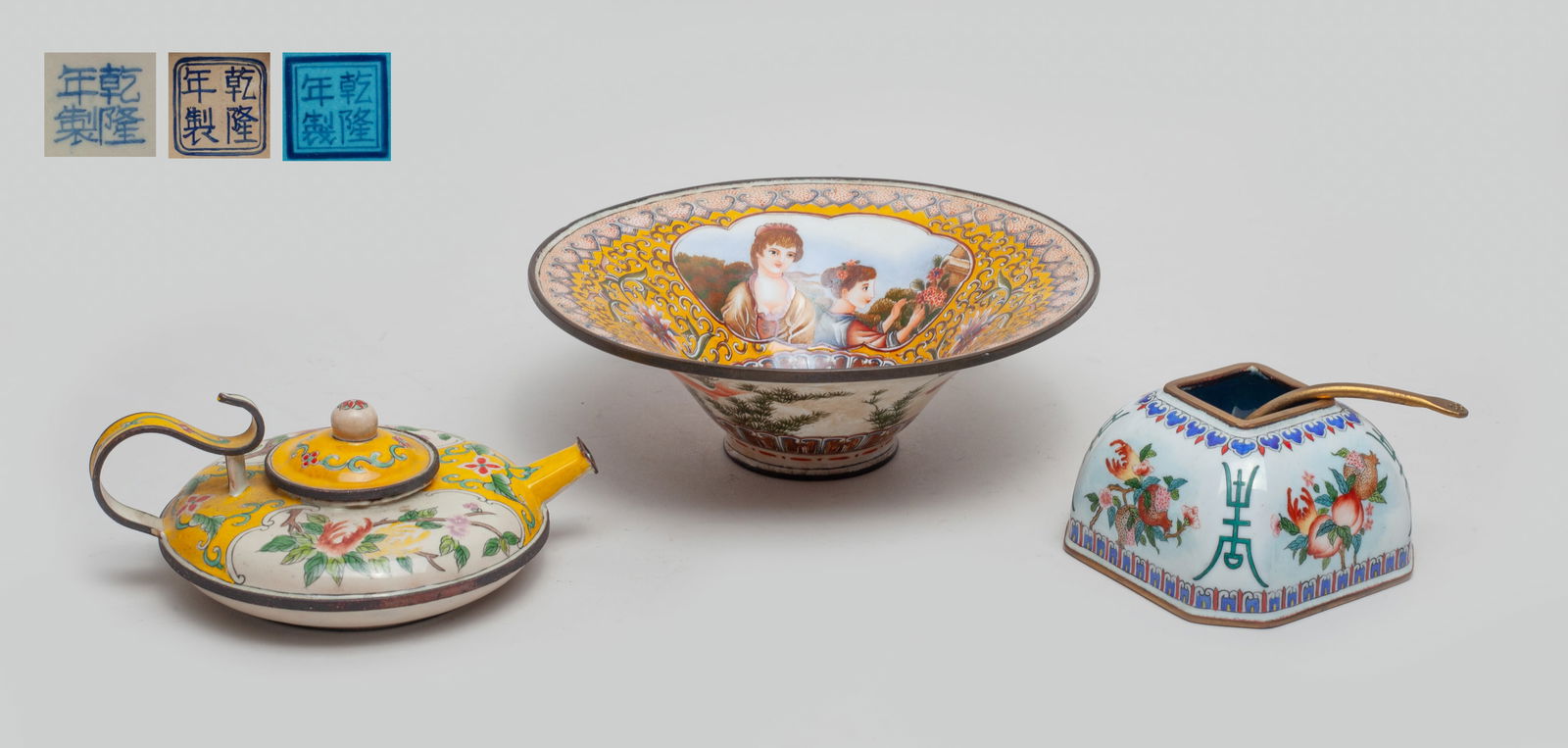 Estate Chinese Enameled on Copper Pieces (1 of 13)