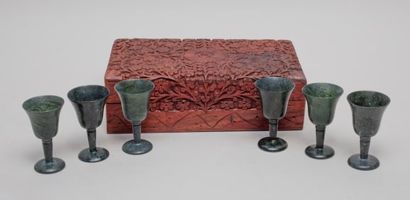 Chinese Spinach Jade Cups