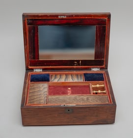 Chinese Export Wood Box w/ Jade Bi