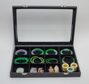 Estate Chinese Bangles, Agate & Stones