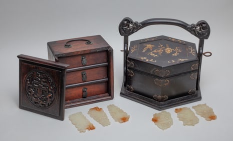 Two Boxes of Chinese Jade/ Stone Carvings