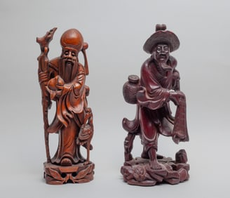 Two Chinese Wood Figures, Early 20th