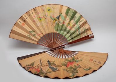 Two Chinese Water Color Fans