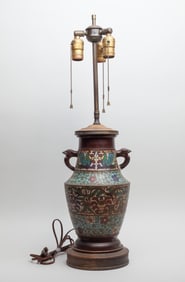 Japanese Antique Meiji Cloisonne Vase Lamp