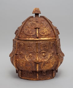 Large Chinese Gilt Bronze Covered Vase