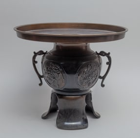 Japanese Bronze Tall Vase