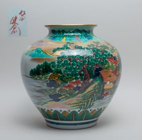 Massive Japanese Kutani Ware Porcelain Vase
