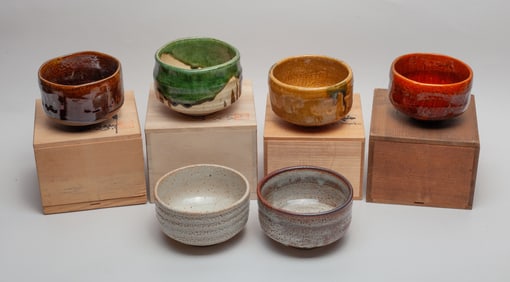 Antique/ Vintage Japanese Stoneware Tea Bowls