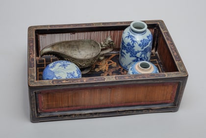 Chinese Porcelain, Bronze & Lacquer Writing Sets