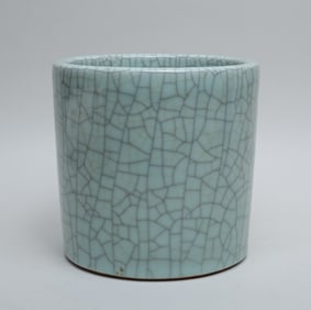 Large Chinese Ge Type Porcelain Brush Pot