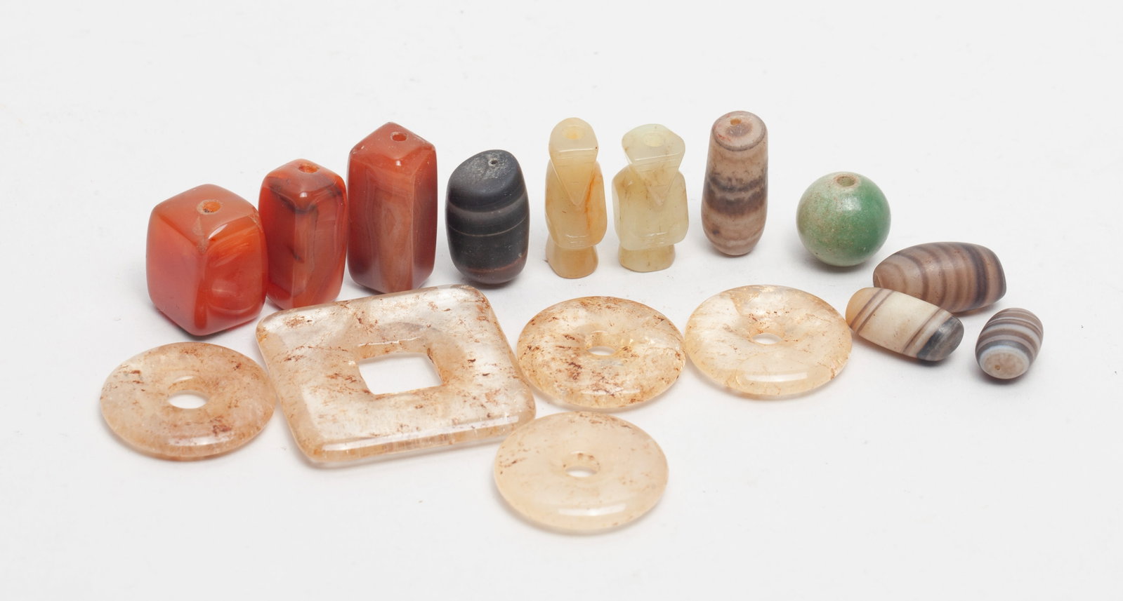 Estate Chinese/ Tibetan Crystal, Agate Beads: Collection of Chinese / Tibetan crystal, agate and stone beads. Size varies.