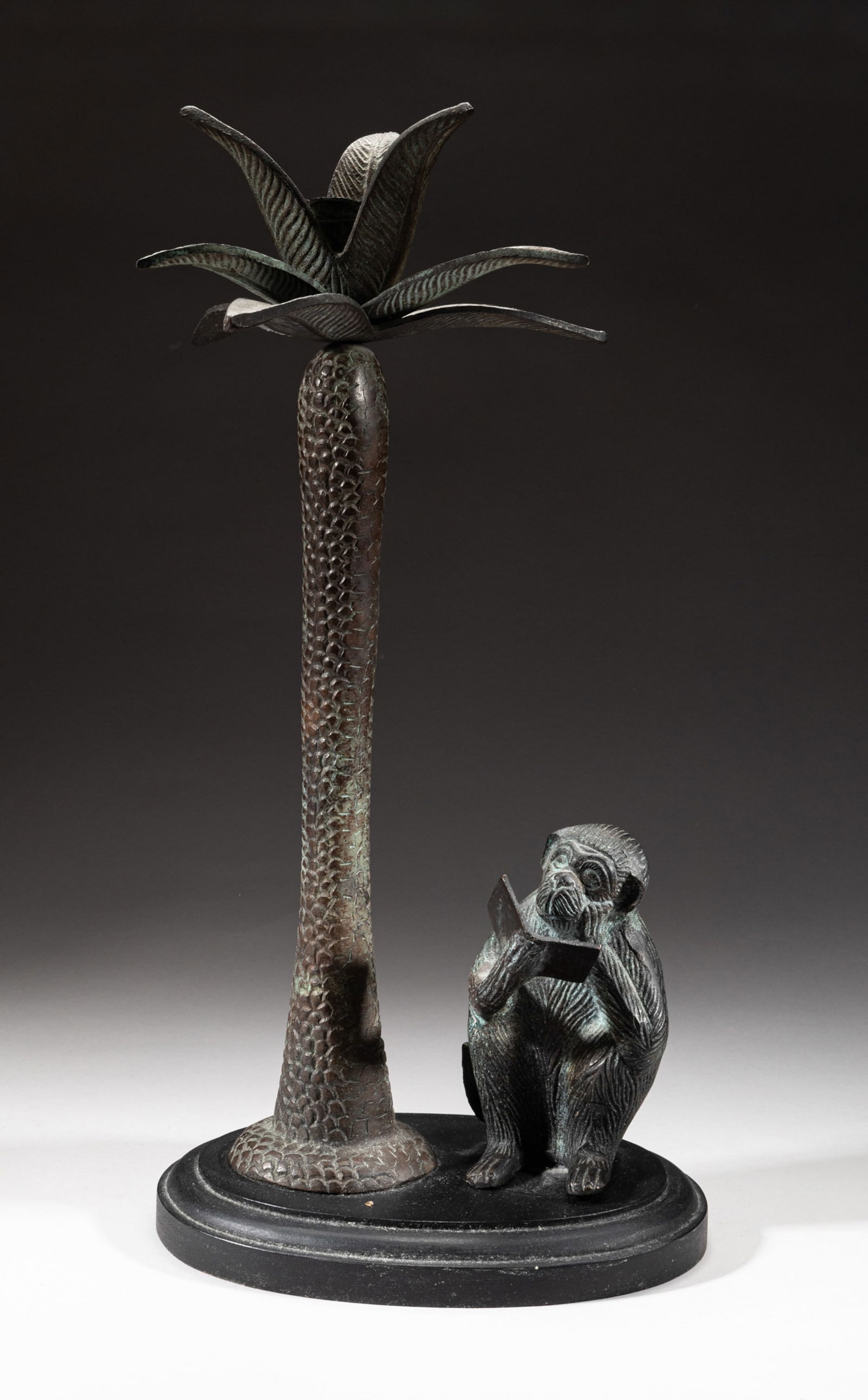 Bronze Sculpture of Monkey & Palm Tree (1 of 8)