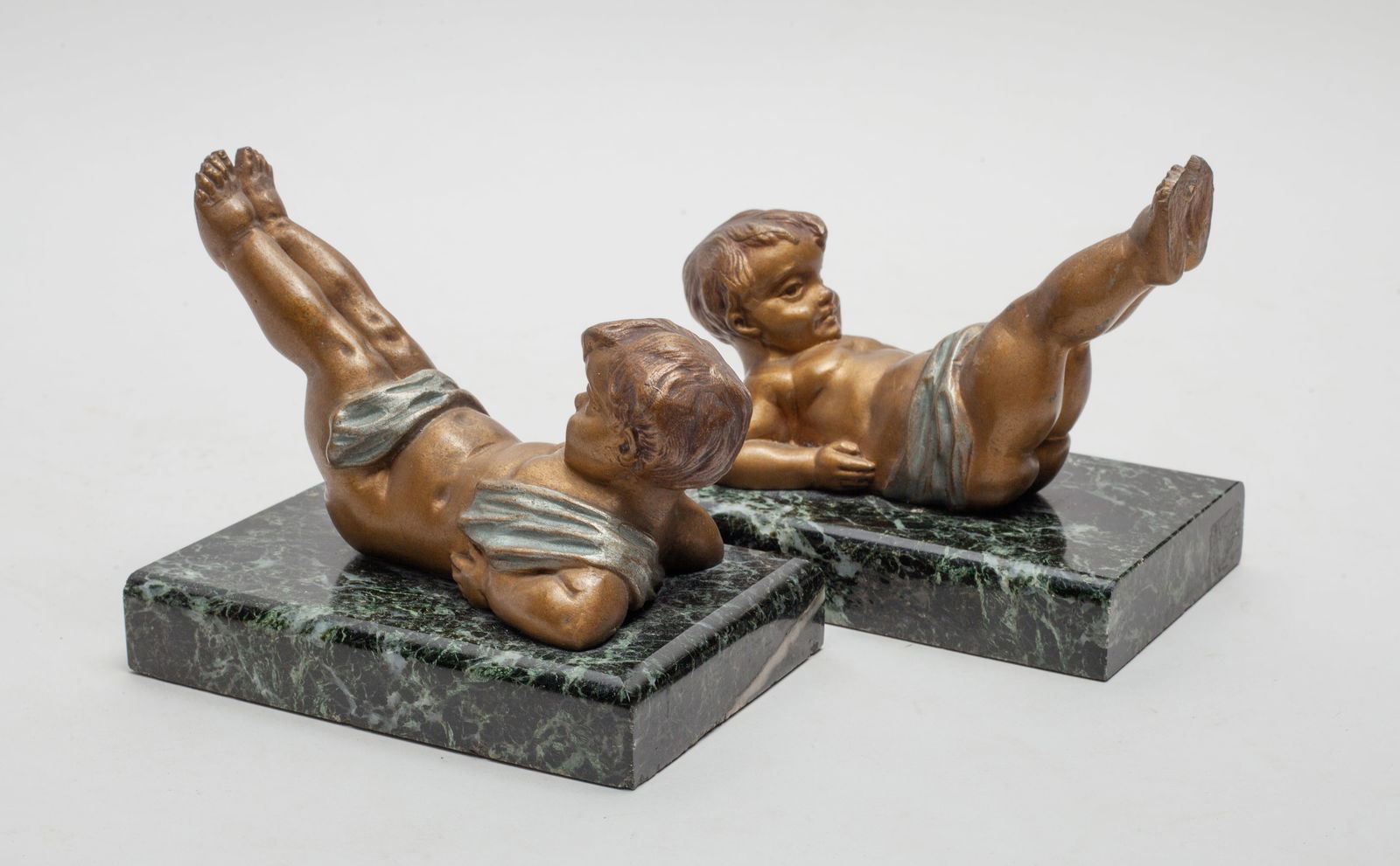 Two Vintage Sculpture of Boy on Marble Bookends (1 of 6)