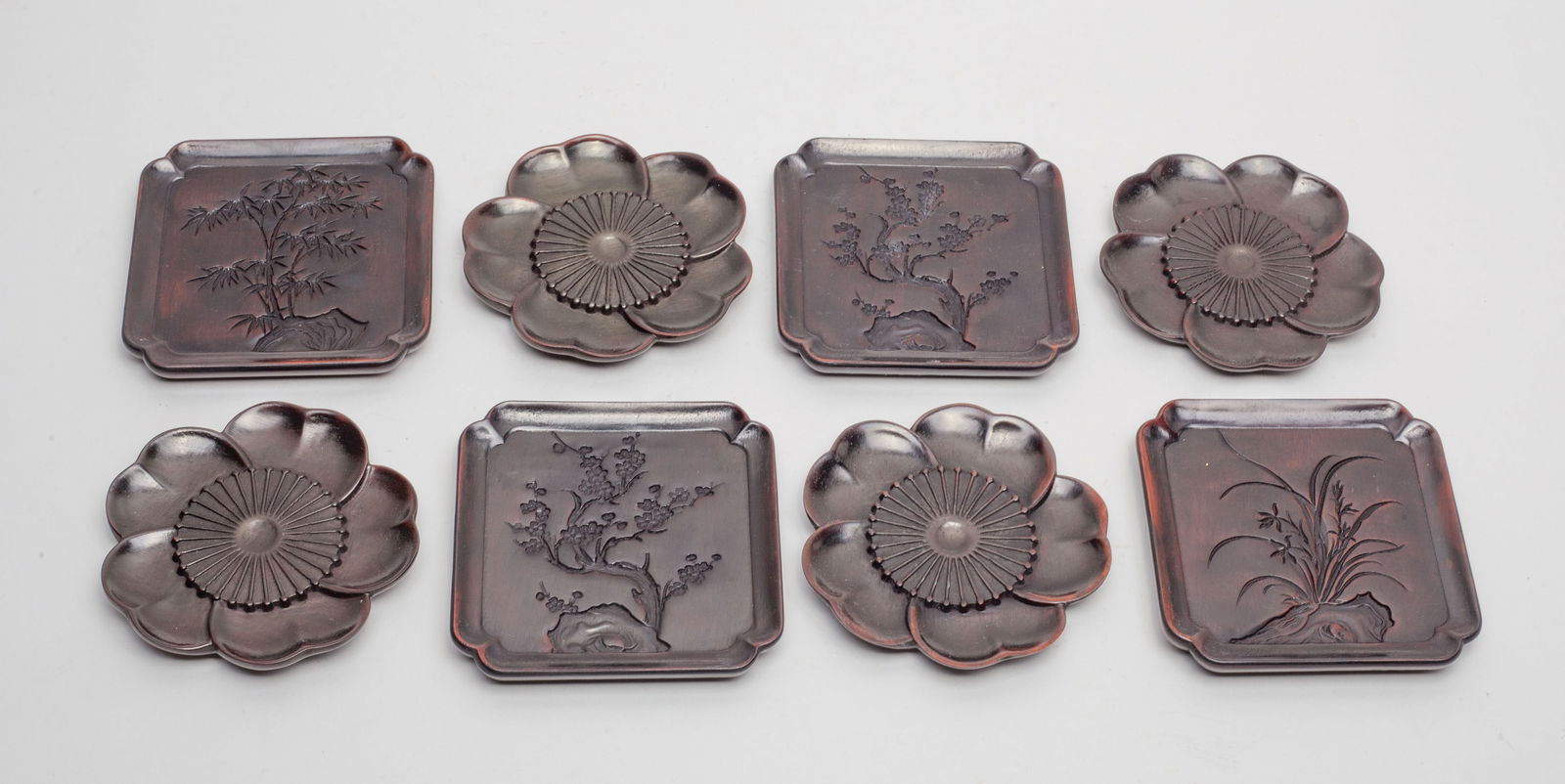Chinese Rosewood Carved Plates (1 of 8)