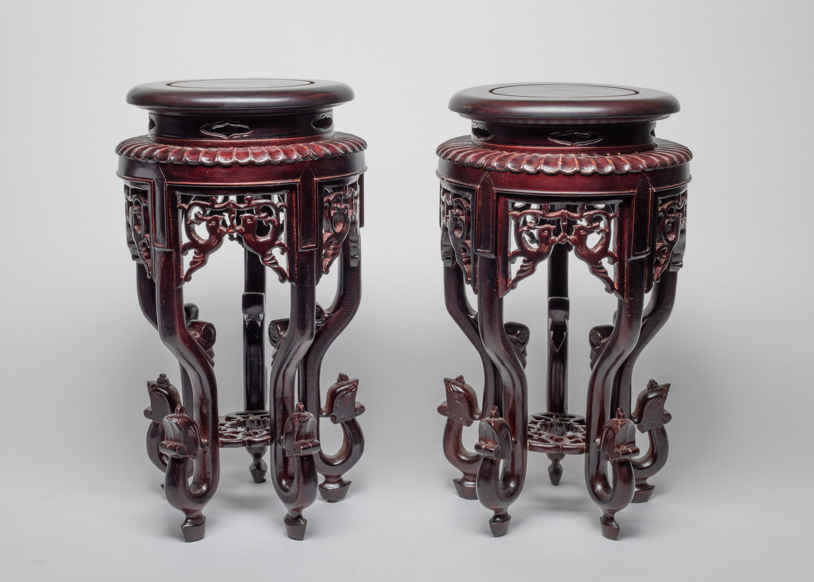 Two Chinese Wood Tall Stands (1 of 6)