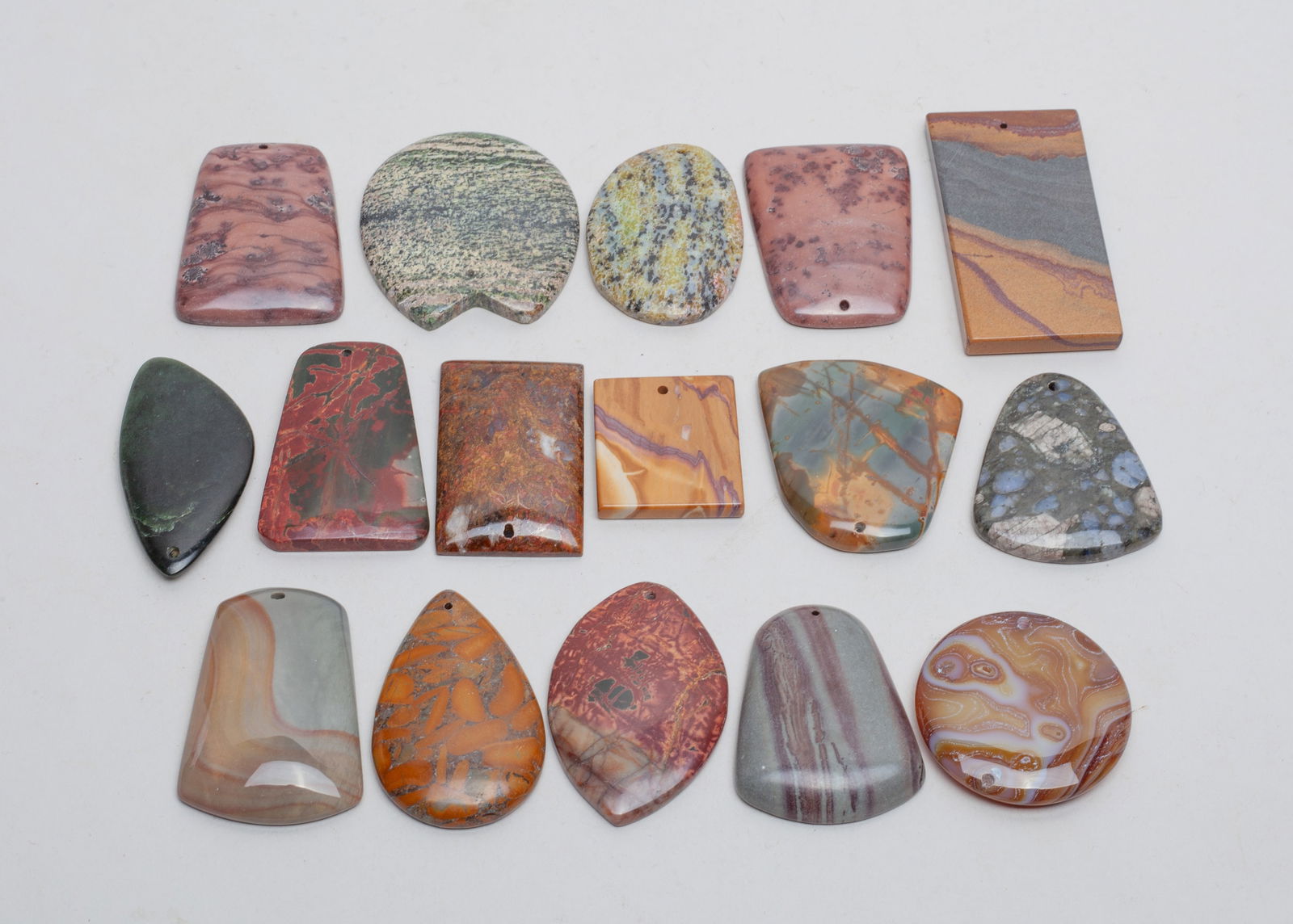 Fossilized Stone, Jasper, Banded Agate Pendants (1 of 7)