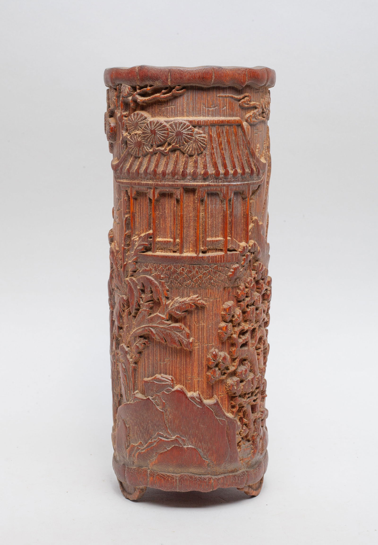 Tall Chinese Bamboo Carved Brush Pot (1 of 11)