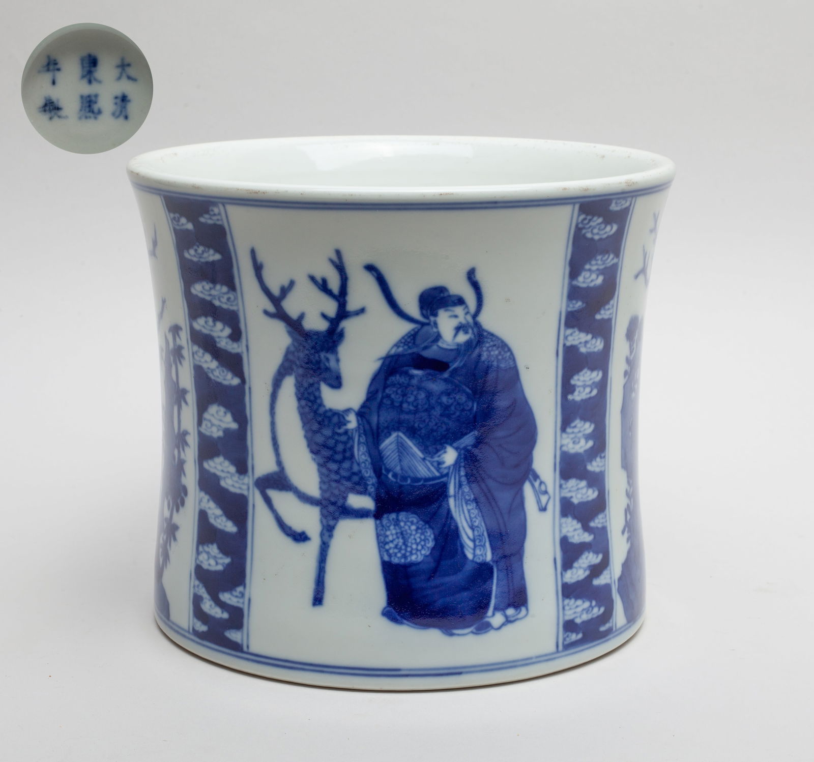 Chinese Blue & White Porcelain Brush Pot (1 of 11)