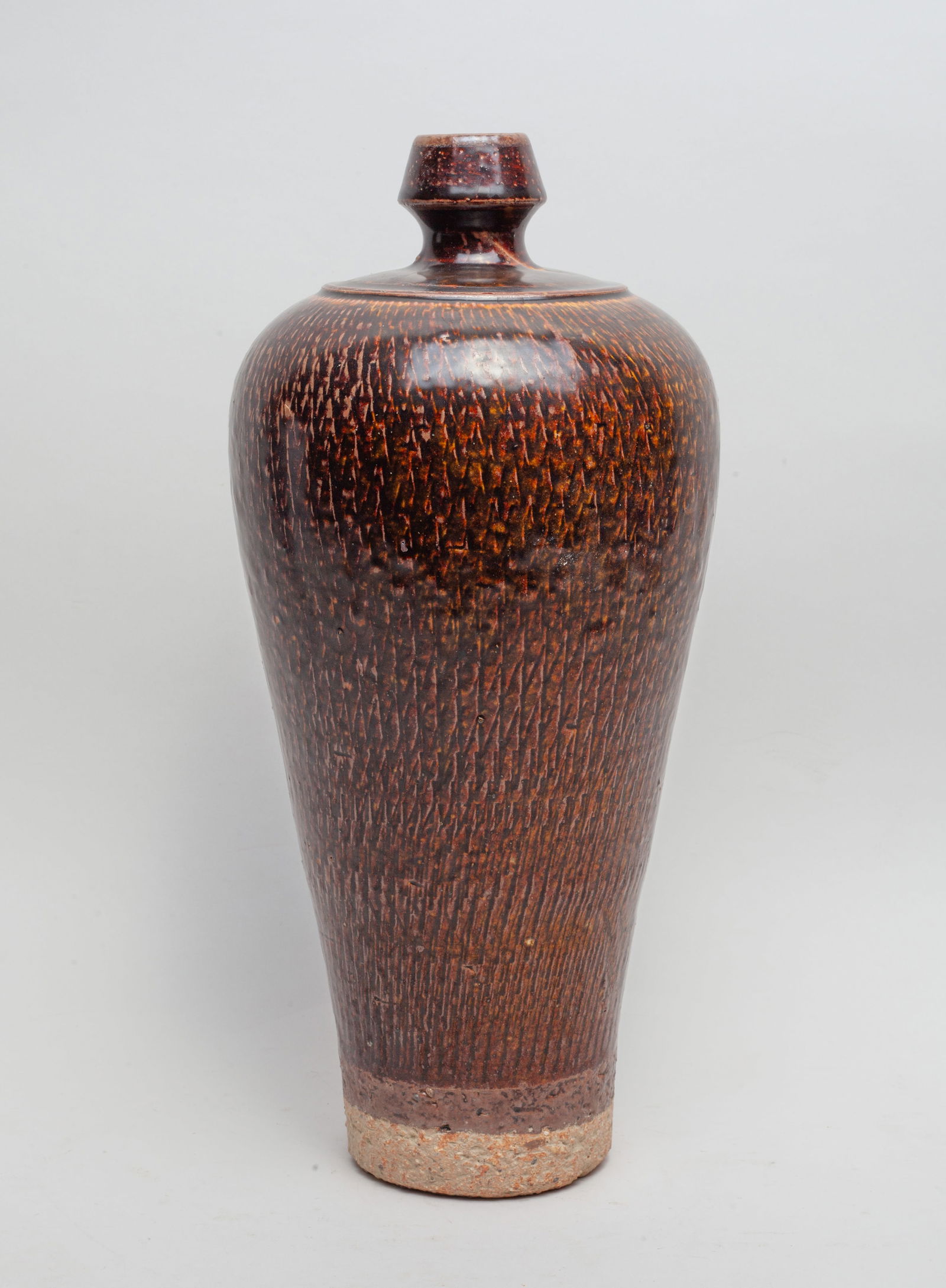 Tall Chinese Brown Glazed Stoneware Vase (1 of 8)