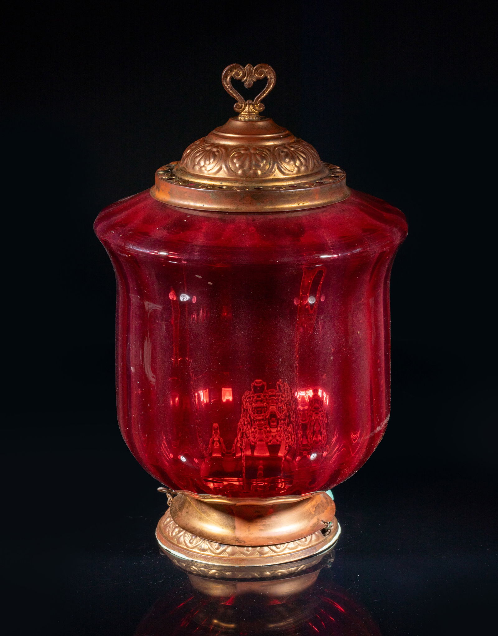 Victorian Cherry Glass Hanging Lamp (1 of 6)