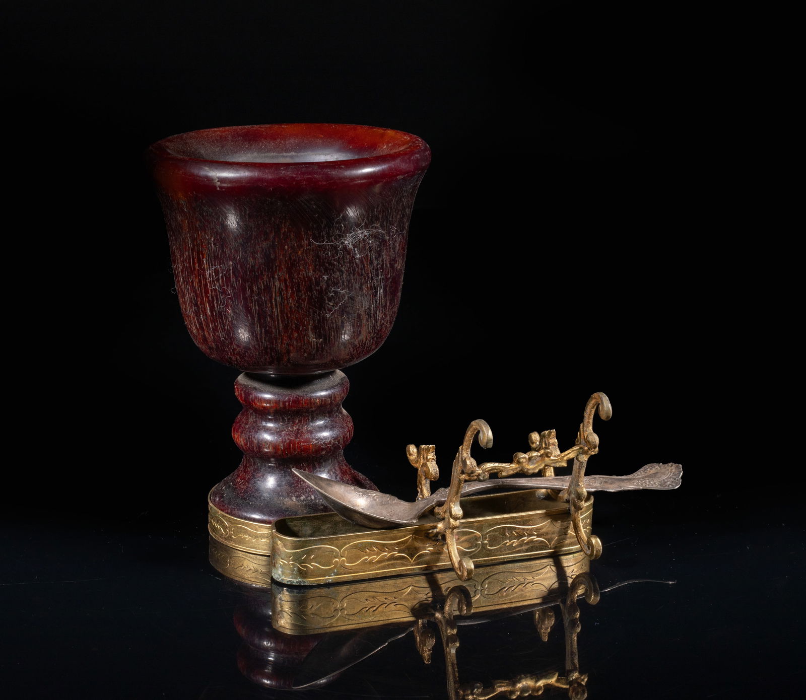 Chinese Export Tall Ice Cream Cup w/ Silver Spoon (1 of 10)