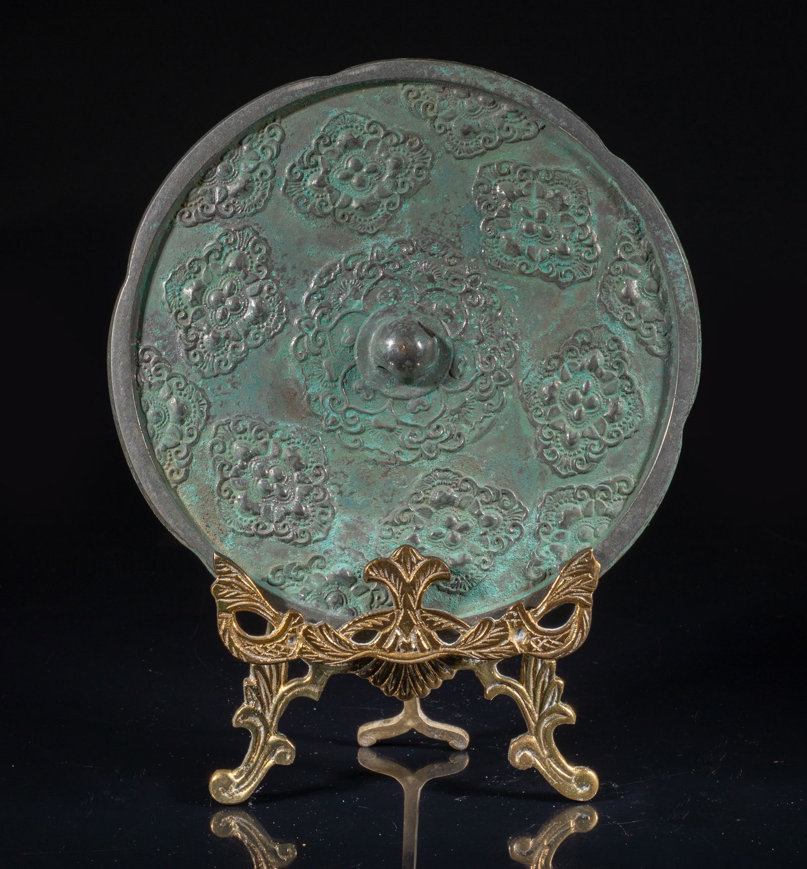 Chinese Bronze Mirror w/ Stand (1 of 8)