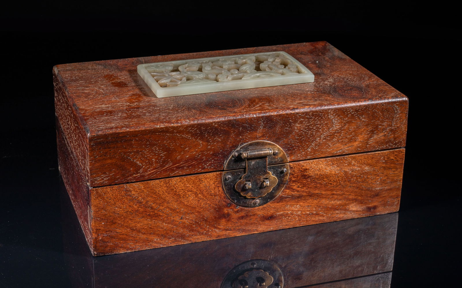 Chinese Wood & Jade Jewelry Box (1 of 13)