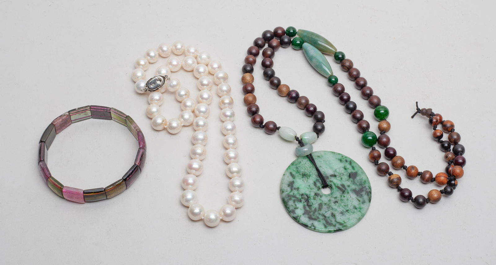 Chinese Pearl, Tourmaline & Jade Necklace (1 of 12)
